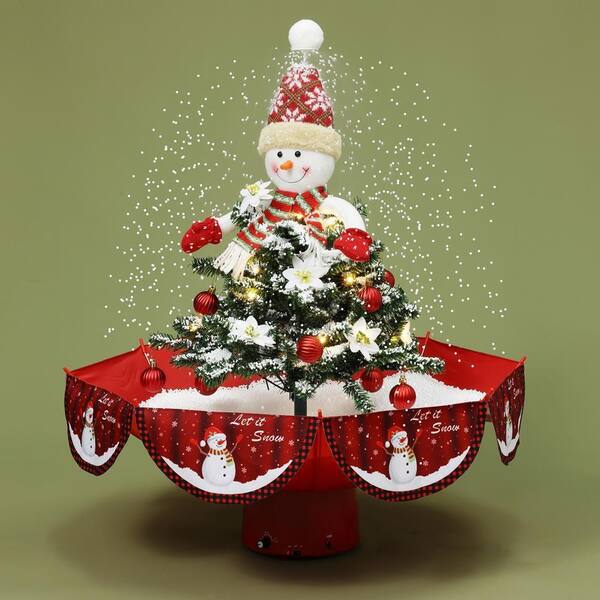 LuxenHome 31.49 in. H Animated Musical Snowing Christmas Tree and