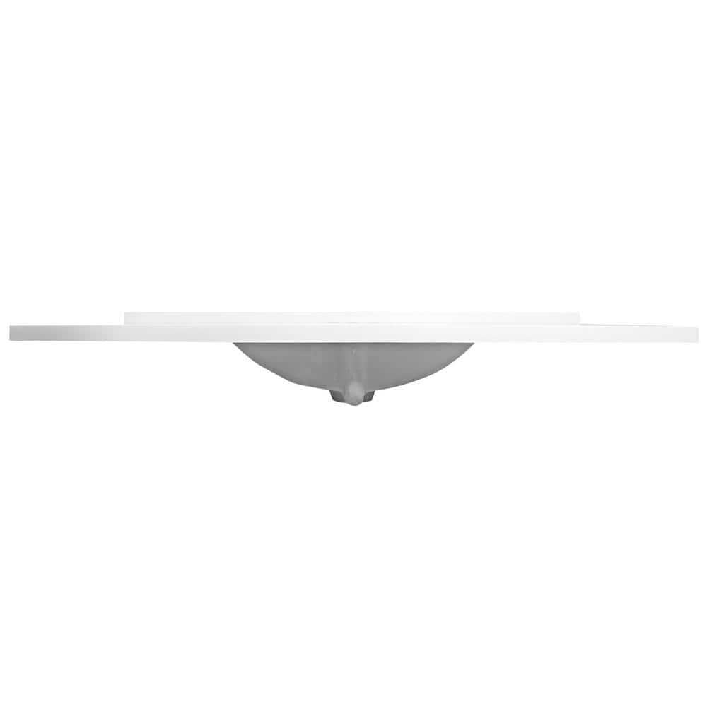 49-Inch Solid White Cultured Marble Vanity Top with Integrated Sink and Backsplash