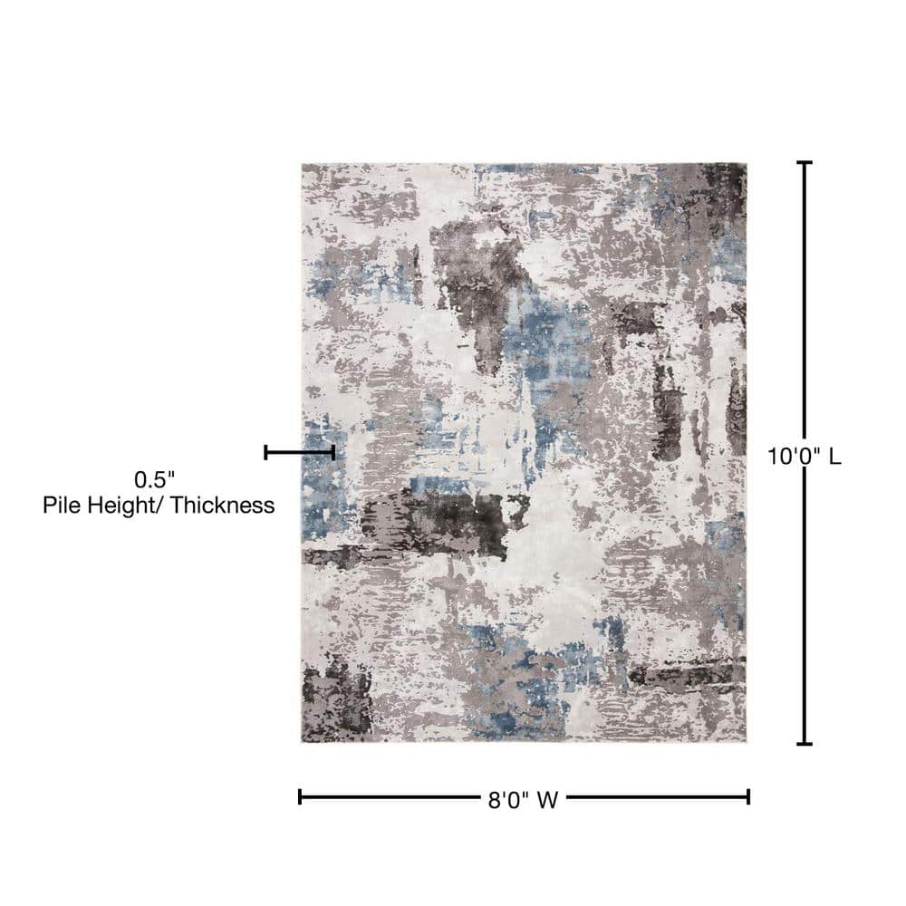 Gray Abstract Reversible 8' x 10' Synthetic Area Rug