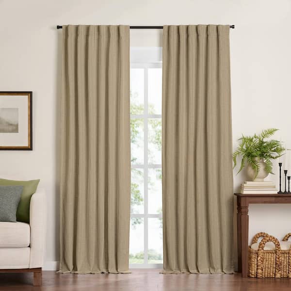 Harrow Linen Polyester Blend Solid Texture 52 in. W x 95 in. L Rod Pocket/BackTab Indoor Blackout Curtain (Single Panel)