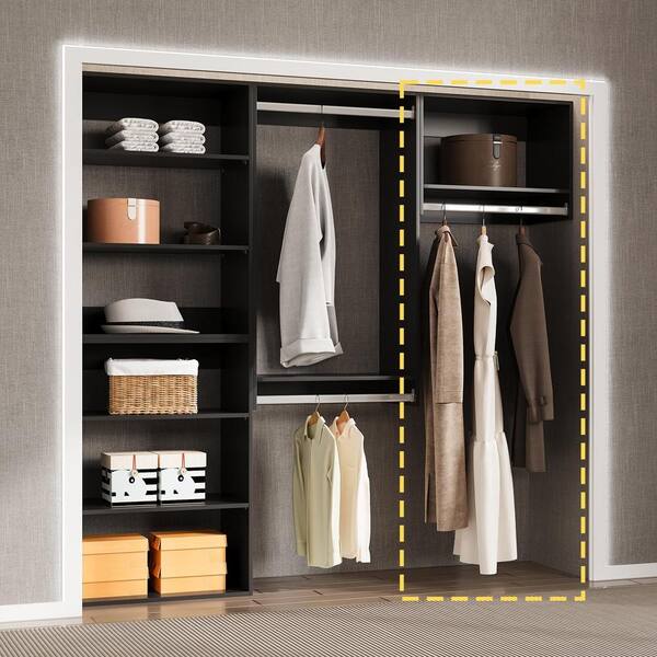 HOMEIBRO 34.5 in. W Black Walk-ln Tower Unit Wall-mounted 1 HOMEIBRO 34.5 in. W Black Walk-ln Tower Unit Wall-mounted 1