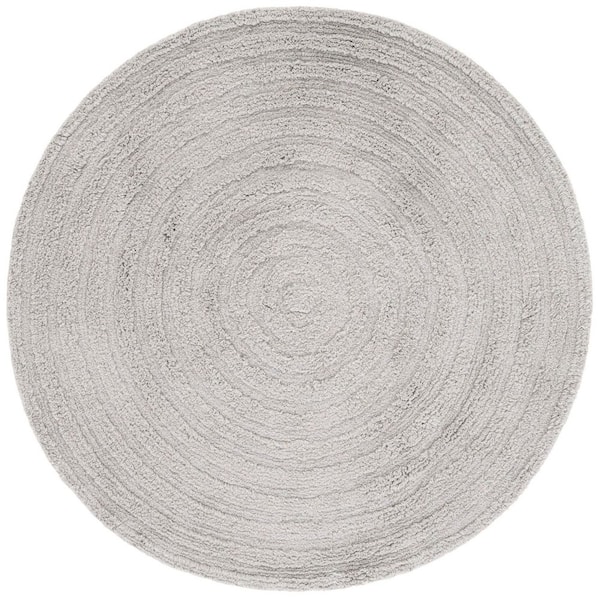 Easy Care Gray 4 ft. x 4 ft. Machine Washable High-Low Dendric Solid Round Area Rug