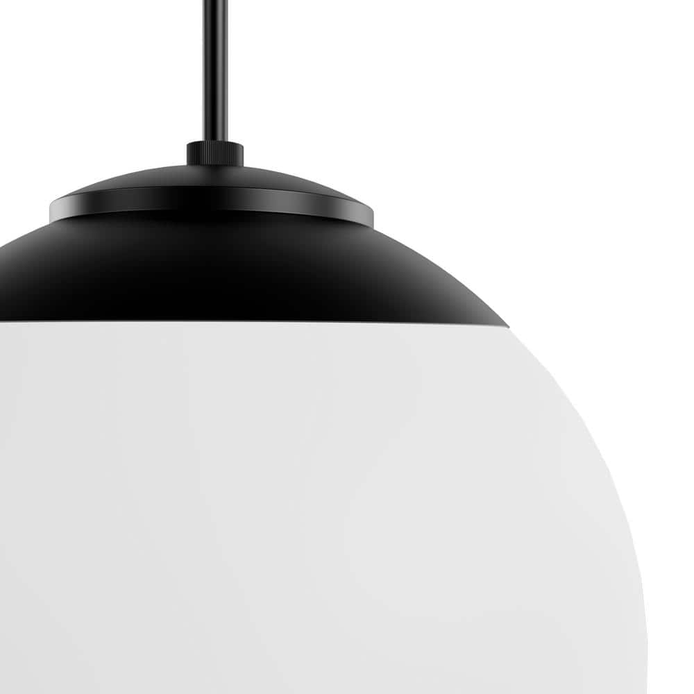 Hepburn Matte Black 16" Globe Pendant with White Glass