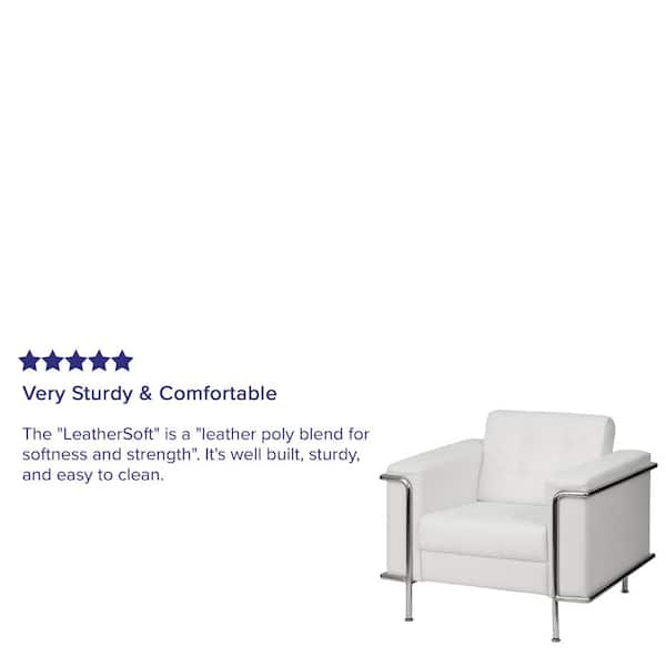 Flash Furniture HERCULES Series 900 lb. Capacity King Louis Chair with  White Vinyl Back and Seat and White Frame