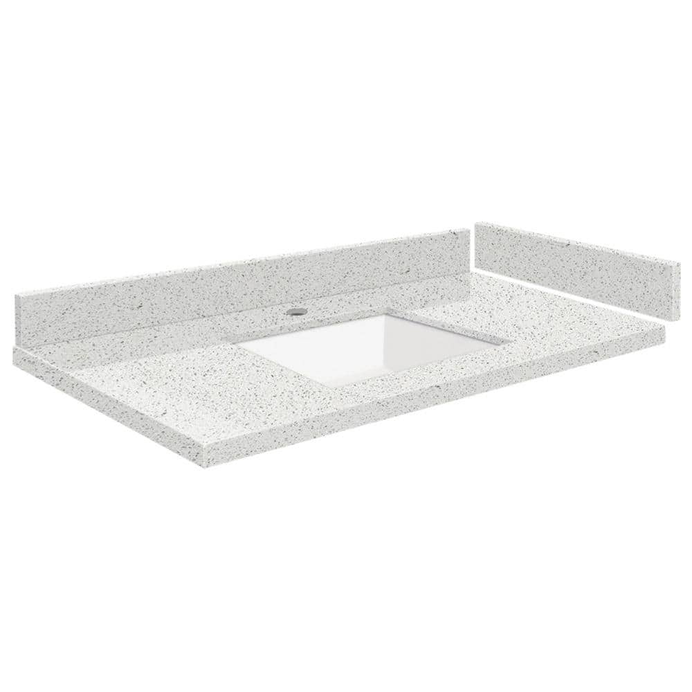 Silestone 31.5 in. W x 22.25 in. D Quartz White Rectangular Single Sink Vanity Top in Stellar Snow price history on PriceWatchPro