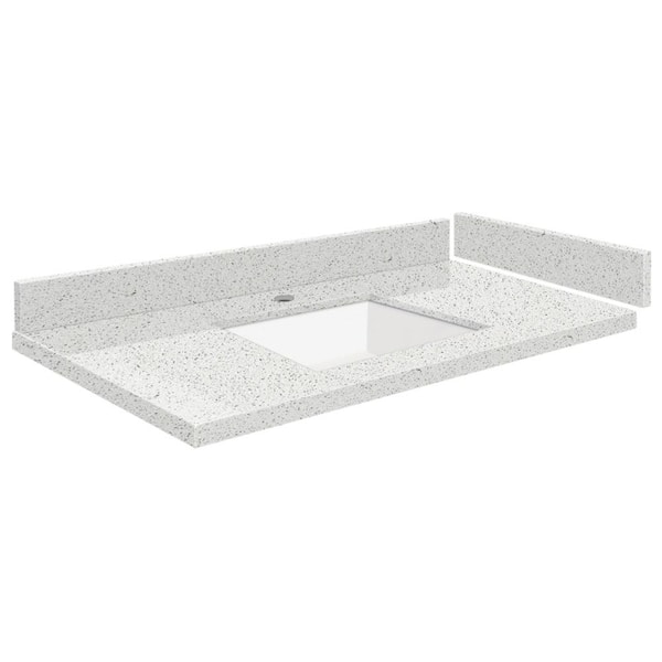 Transolid Silestone 31 in. W x 22.25 in. D Quartz White Rectangular Single Sink Vanity Top in Stellar Snow