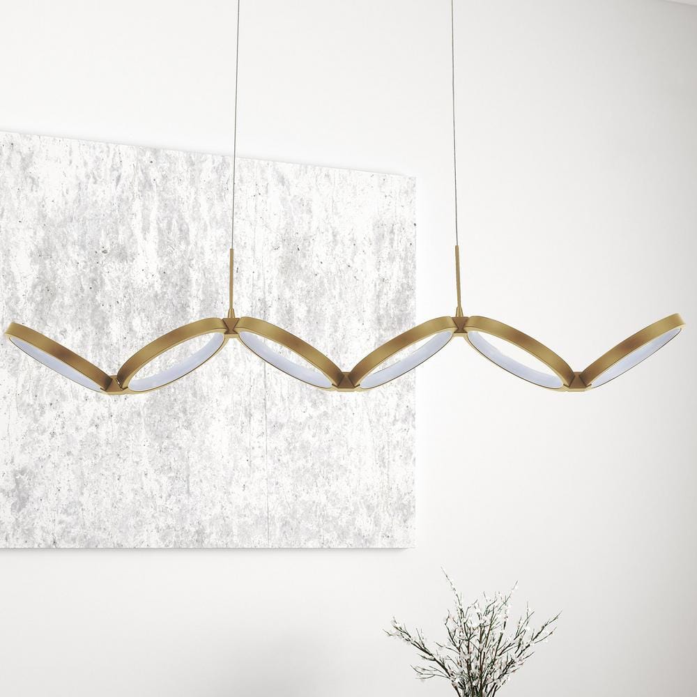 Aged Brass 40" LED Indoor/Outdoor Linear Pendant Light
