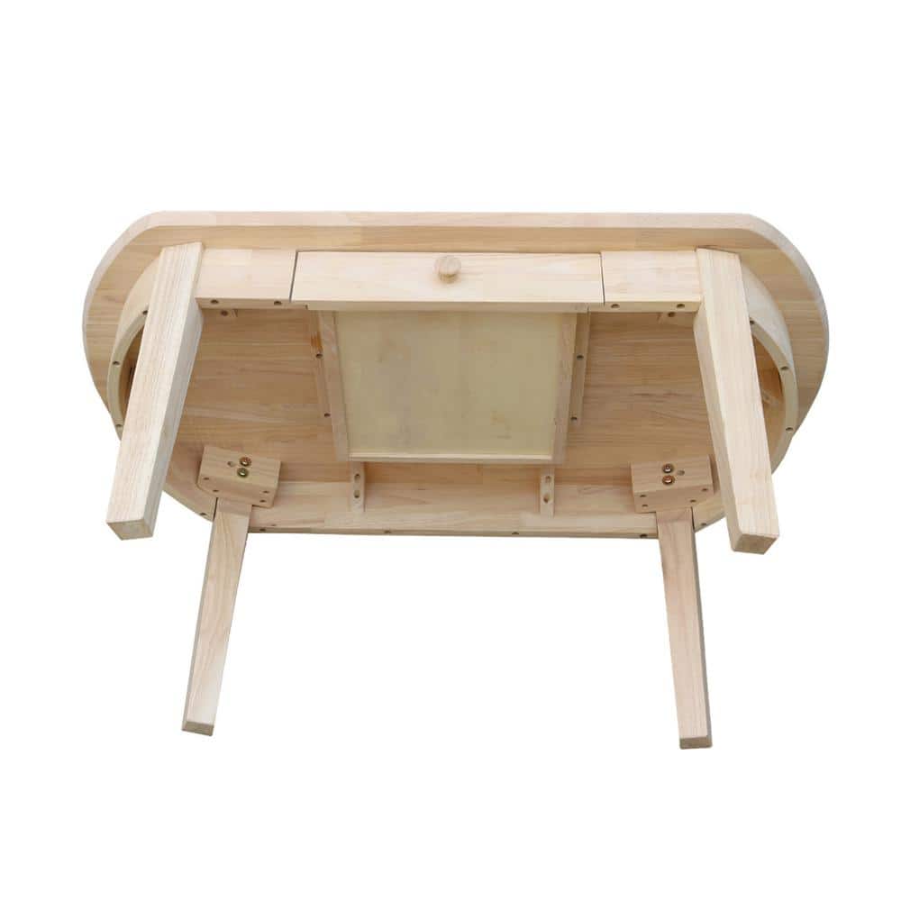 43.7" Natural Wood Oval Coffee Table with Storage