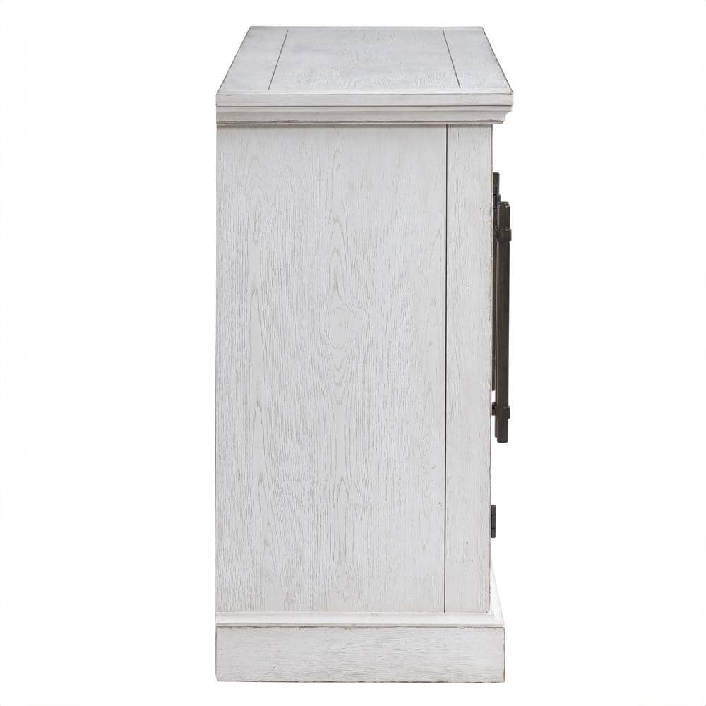 Warren 60" Distressed White Three Door Sideboard with Brass Hardware