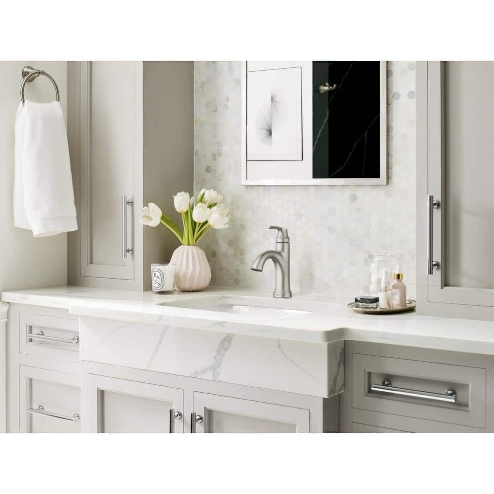 Elegant Wellton High Arc Brushed Nickel Single-Handle Bathroom Faucet