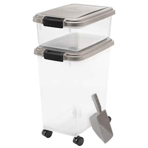 12 Qt. and 33 Qt. Airtight Pet Food Storage Combo with a Scoop in Gray