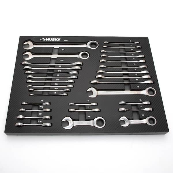 Husky SAE and Metric Ratcheting Wrench Set in EVA Tray (30-Piece)