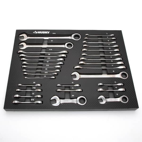 Husky SAE/Metric Ratcheting Wrench Set in EVA Foam (30-Piece