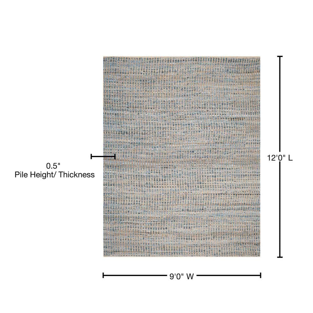 Cape Cod Natural Blue Handwoven Wool Area Rug 9' x 12'