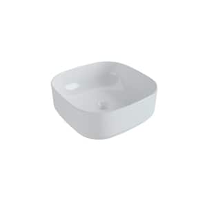 16 in. Ceramic Square Vessel Bathroom Sink in White