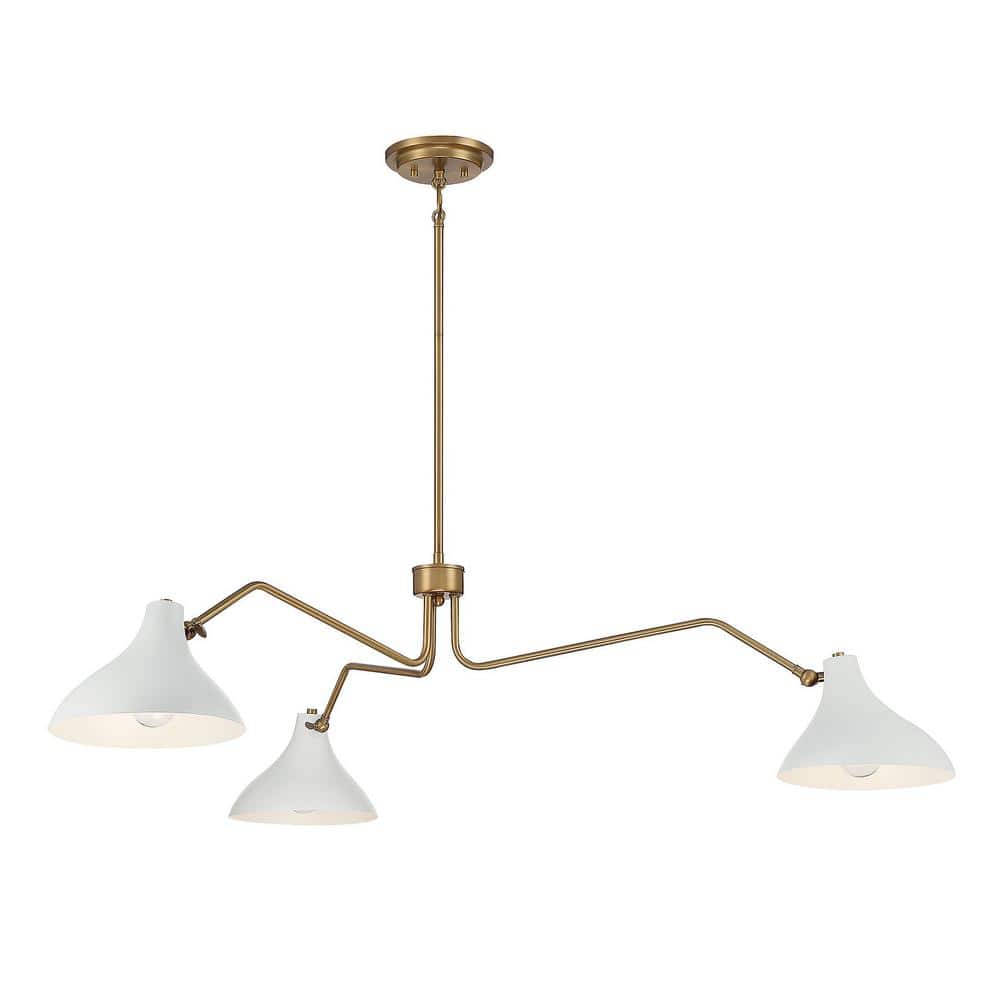 Natural Brass 3-Light White Metal Spider Chandelier
