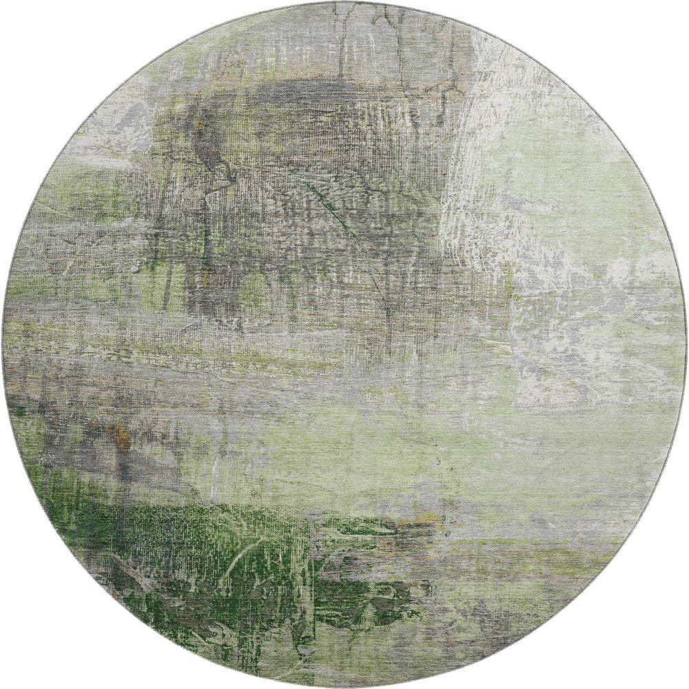 Mayfield Premium Machine Washable Abstract AMF2117 Aloe 8 ft. x 8 ft. Round Rug price history on PriceWatchPro