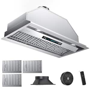 36 in. 900CFM Ducted Insert Range Hood in Stainless Steel with LED Light 4 Speed Gesture Sensing and Touch Control Panel
