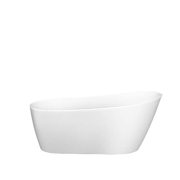 CASAINC 67 in. Acrylic Flatbottom Non-Whirlpool Bathtub in White