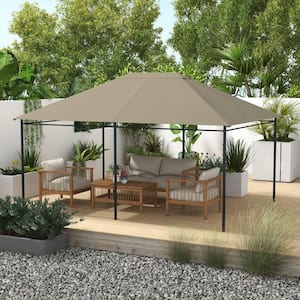 Cream White Gazebo Replacement Canopy 2-Tier Top UV Cover for 9.8 ft. x 9.8 ft. Outdoor Gazebo
