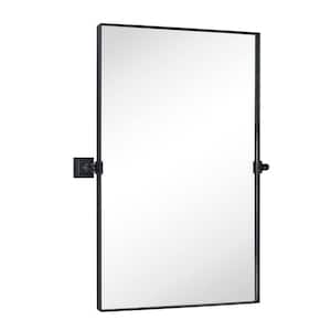 20 in. W x 30 in. H Rectangular Pivoting Metal Framed Wall Mounted Bathroom Vanity Mirror in Matt Black