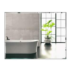 32 in. W x 24 in. H Rectangular Framed Beveled Edge Wall Mounted Bathroom Vanity Mirror in Black
