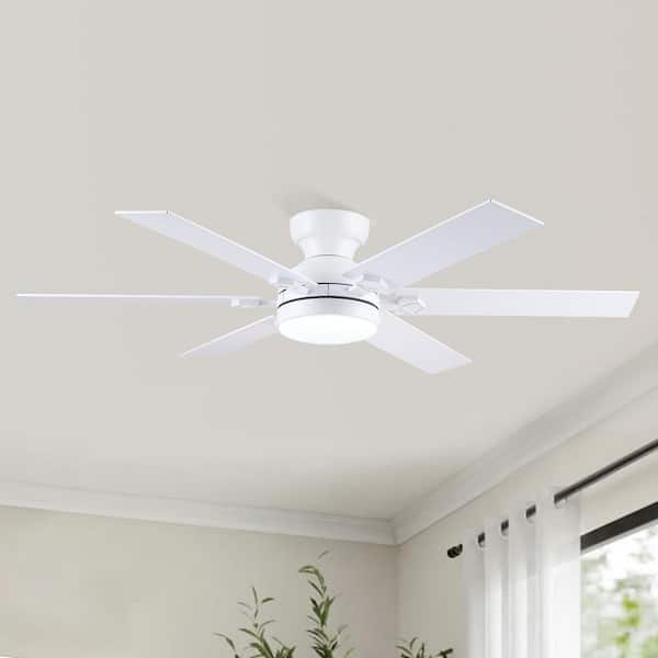 Kviflon 46 in. Indoor/Outdoor 6-Speed White Ceiling Fan with Integrated Dimmable LED Light and Remote/APP Control