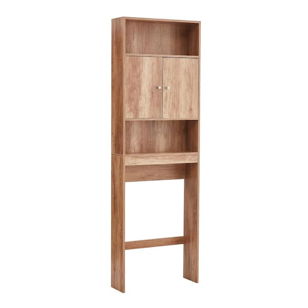 Unbranded 24.8 in. W x 77 in. H x 7.9 in. D Brown Over The Toilet Storage with Soft Close Doors
