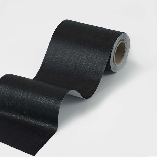 Textured Black Wood Grain Peel & Stick Wallpaper Border Self-Adhesive Vinyl Contact Paper for Bedroom, Accent Walls