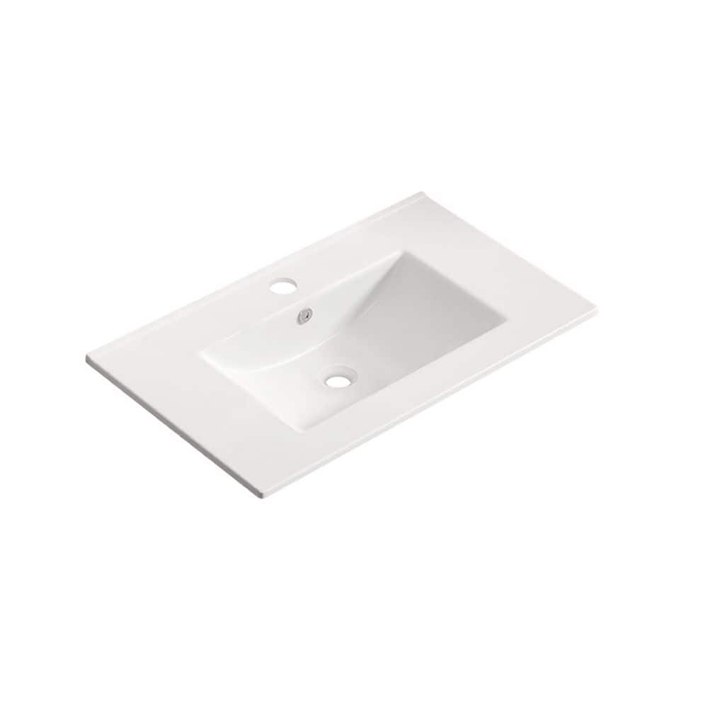 29.92 in. Drop-In Rectangular Ceramic Bathroom Sink Top in White with Overflow price history on PriceWatchPro