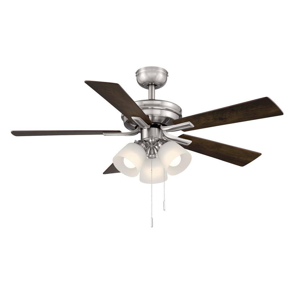 Hampton Bay Sinclair II 44 In. Indoor Brushed Nickel LED Ceiling Fan ...