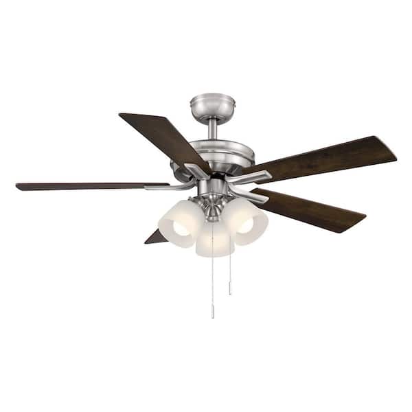 Hampton Bay Sinclair Ii 44 In Indoor Brushed Nickel Led Ceiling Fan With Light Al958b Bn The