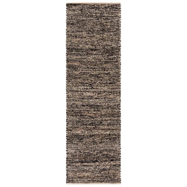 Montauk 2 ft. x 8 ft. Taupe/Black Modern Abstract Distressed Runner Rug