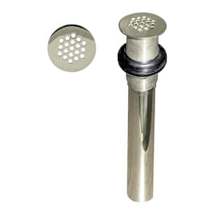Grid Strainer Lavatory Bathroom Sink Drain Assembly without Overflow Holes - Exposed, Polished Nickel
