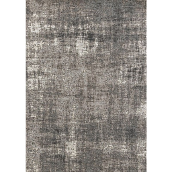 7' X 10' Gray And Off White Abstract Area Rug