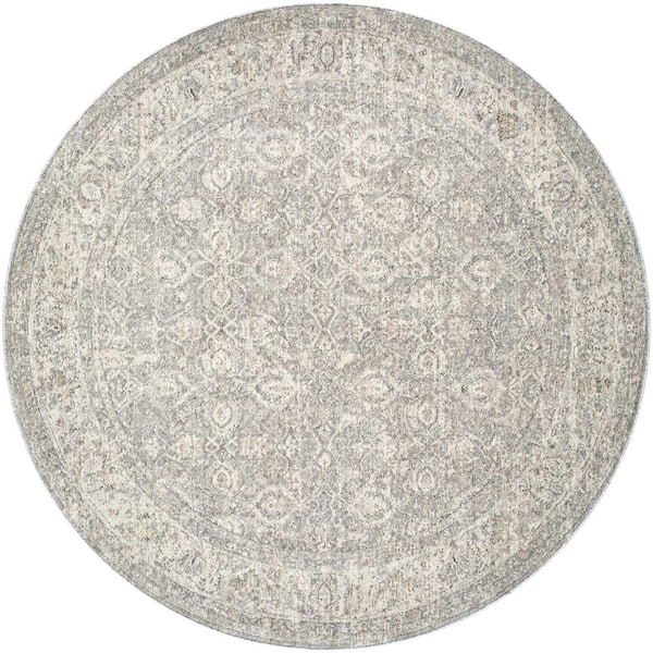 Poetry Sage Traditional Border 5 ft. 3 in. x 5 ft. 3 in. Area Rug