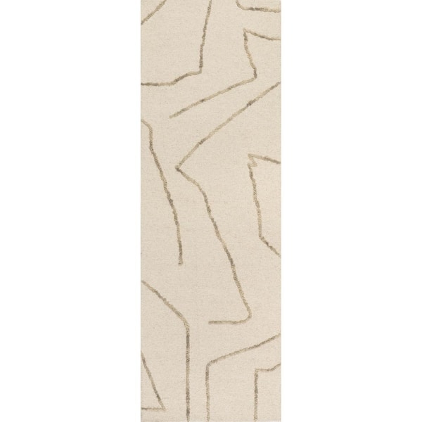 RUGS USA Mulholland Textured Wool Cream 2 ft. 6 in. x 8 ft. Runner Rug