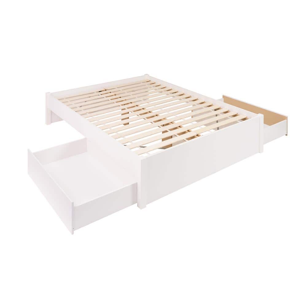 Elegant Queen Captain's Platform Bed with Upholstered Frame and 2 Storage Drawers