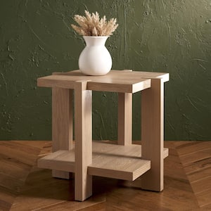 Quigley 24 in. Weathered Gray Square Wood End Table