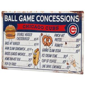 Chicago Cubs Ball Game Concessions Metal Sign