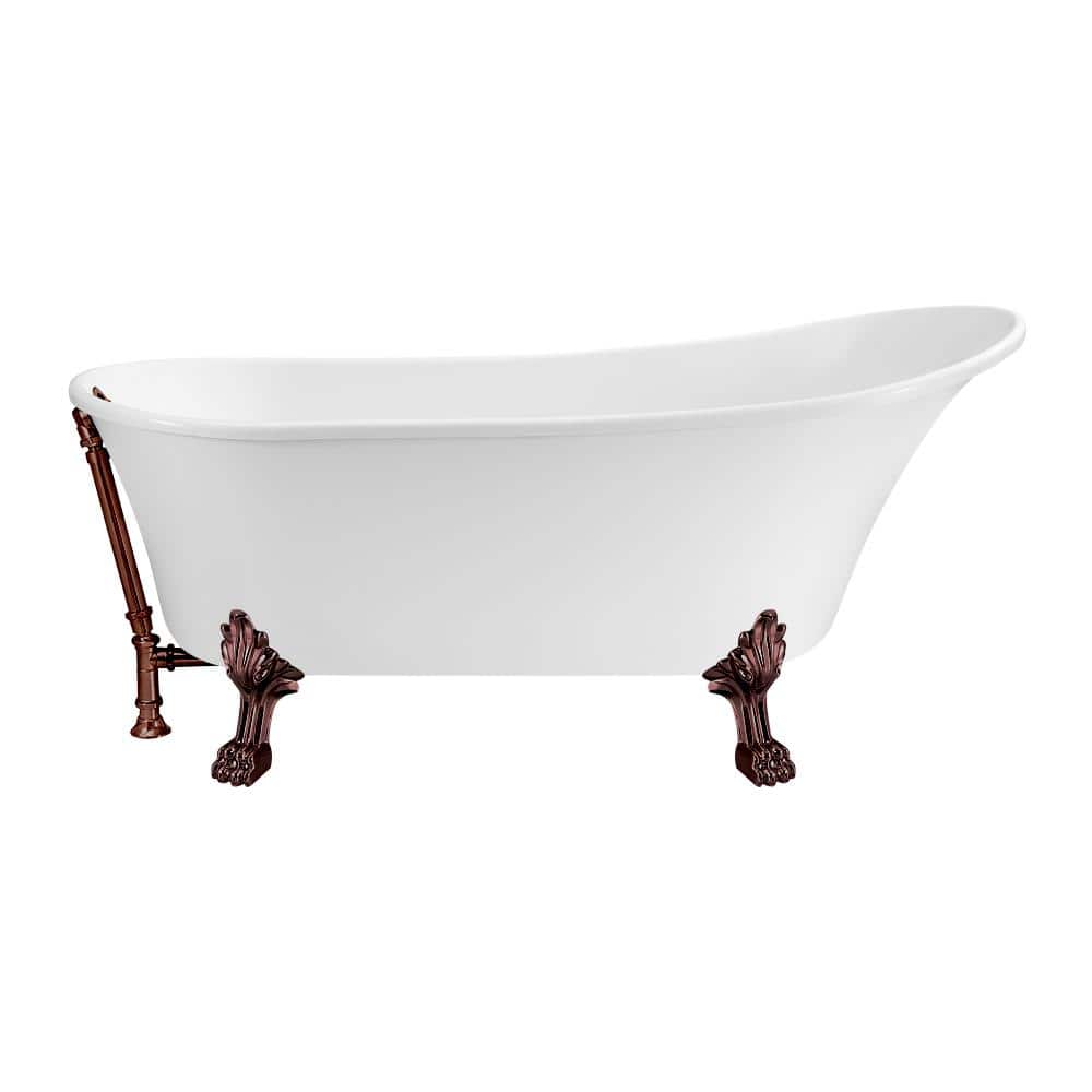 63 in. Acrylic Clawfoot Non-Whirlpool Bathtub in Glossy White,Matte Oil Rubbed Bronze Clawfeet And Drain price history on PriceWatchPro
