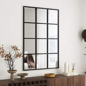 31 in. W x 47 in. H Window Pane Mirror Black Farmhouse Decorative Mirror