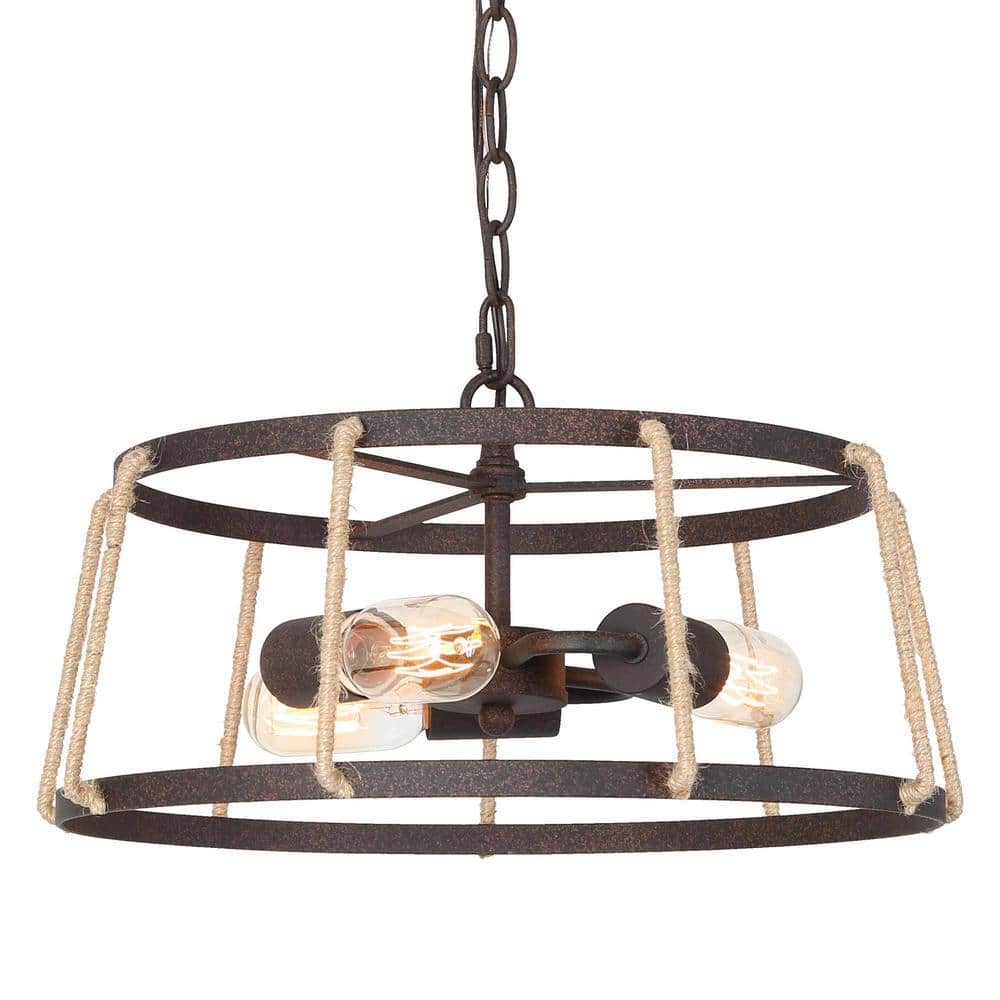 3-Light Rusty Finish Farmhouse Chandelier Cozy Atmosphere Lighting