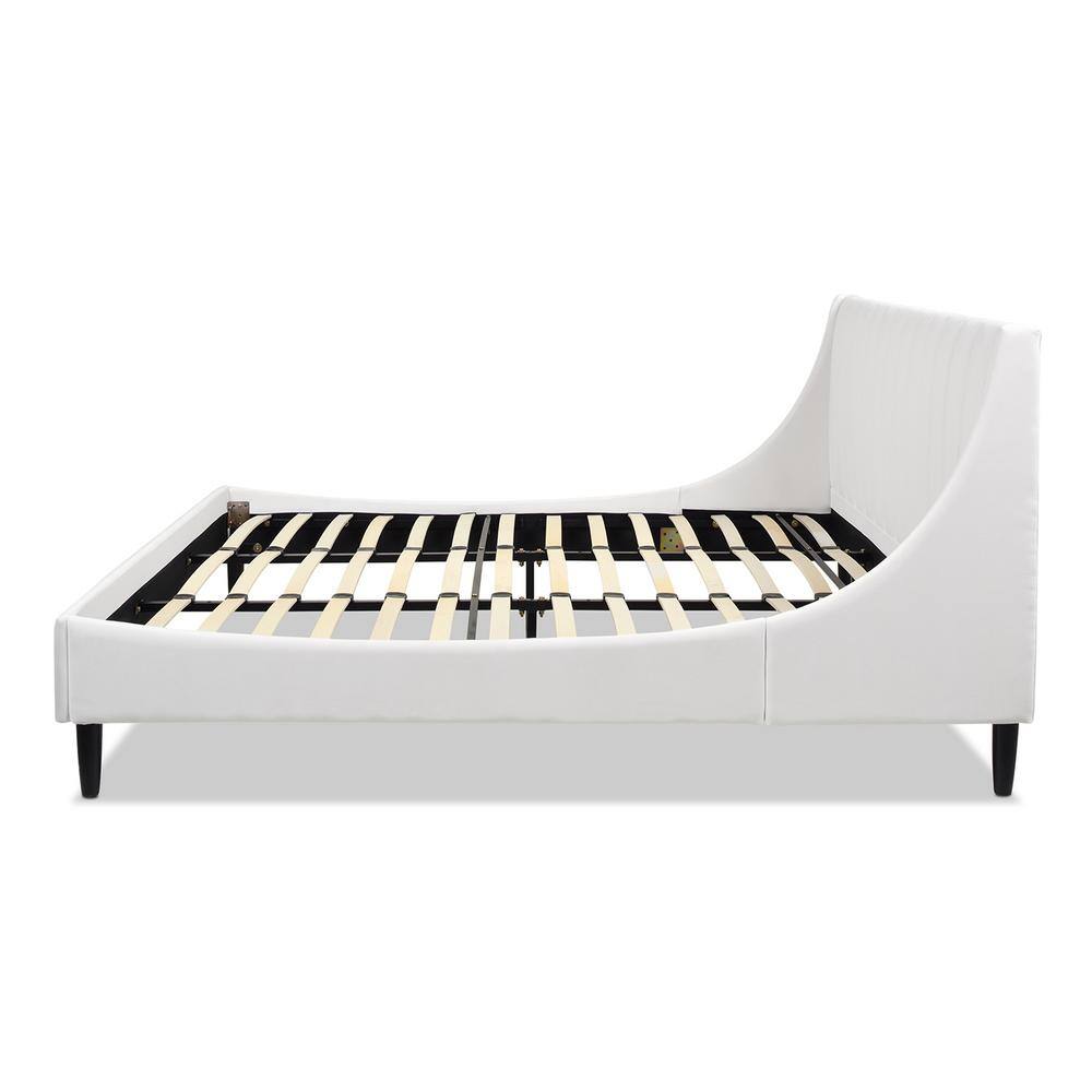 Aspen Cloud White Velvet King Platform Bed with Tufted Headboard