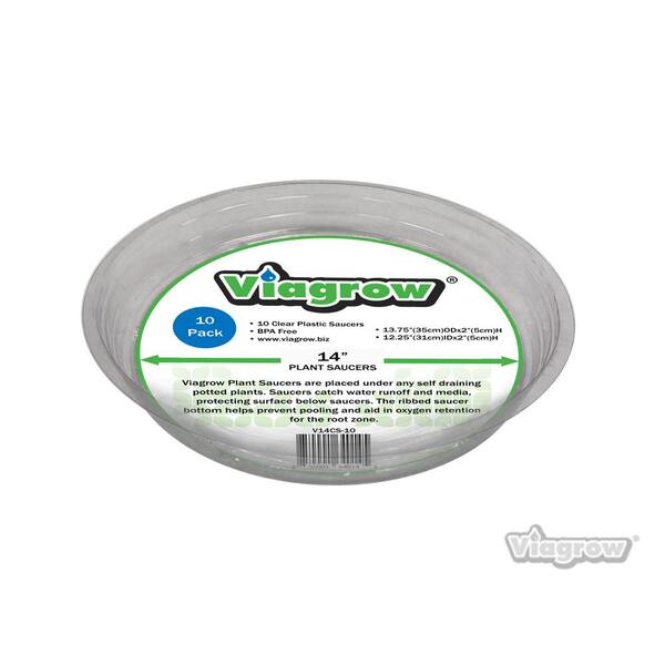 Viagrow 14 in. Clear Plastic Saucer (10-Pack)