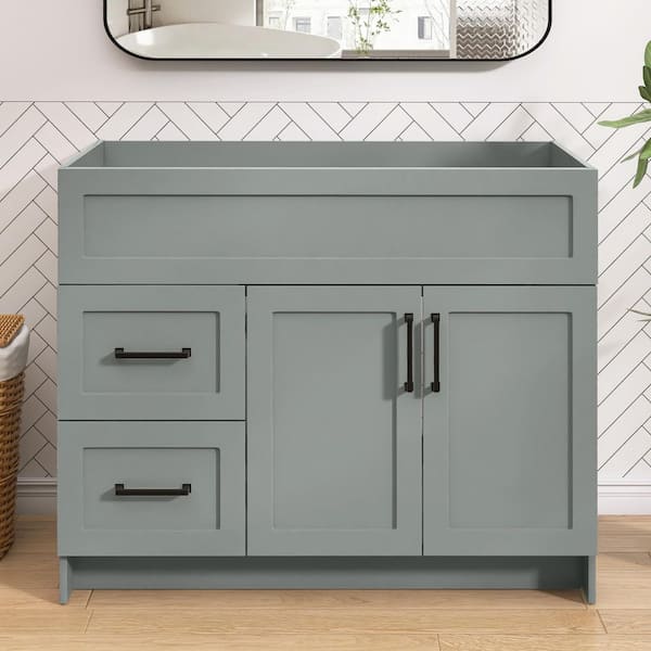 Mox 42 in. W x 21.5 in. D x 33.5 in. H Bath Vanity Cabinet without Top Bathroom Storage Base in Sky Gray Unassembled