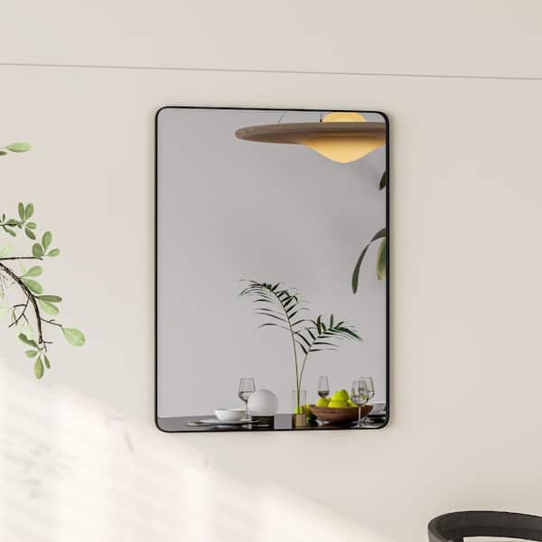 Harmony 30 in. W x 40 in. H Rectangle Metal Framed Wall-Mounted Bathroom Vanity Mirror in Black