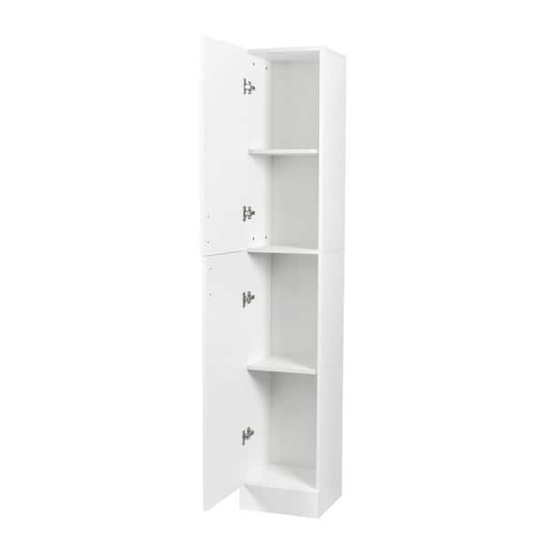 Freestanding Cabinet with Inadjustable Shelves and 2-Doors for Kitchen, Dining Room, White