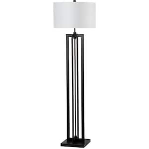 Tanya Tower 58.5 in. Black Floor Lamp with Off-White Shade