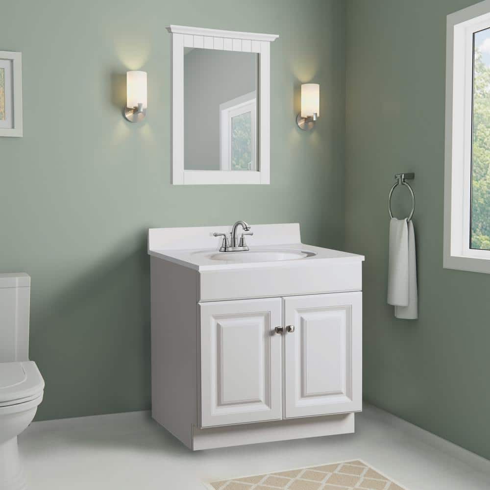 Cottage Chic 24" White Pine Wood Framed Vanity Mirror